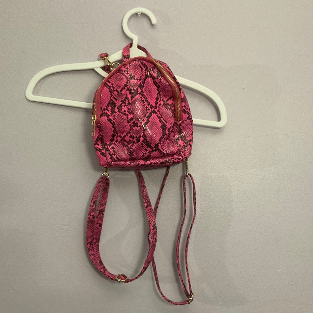 Pink Snake Print Mini Backpack
